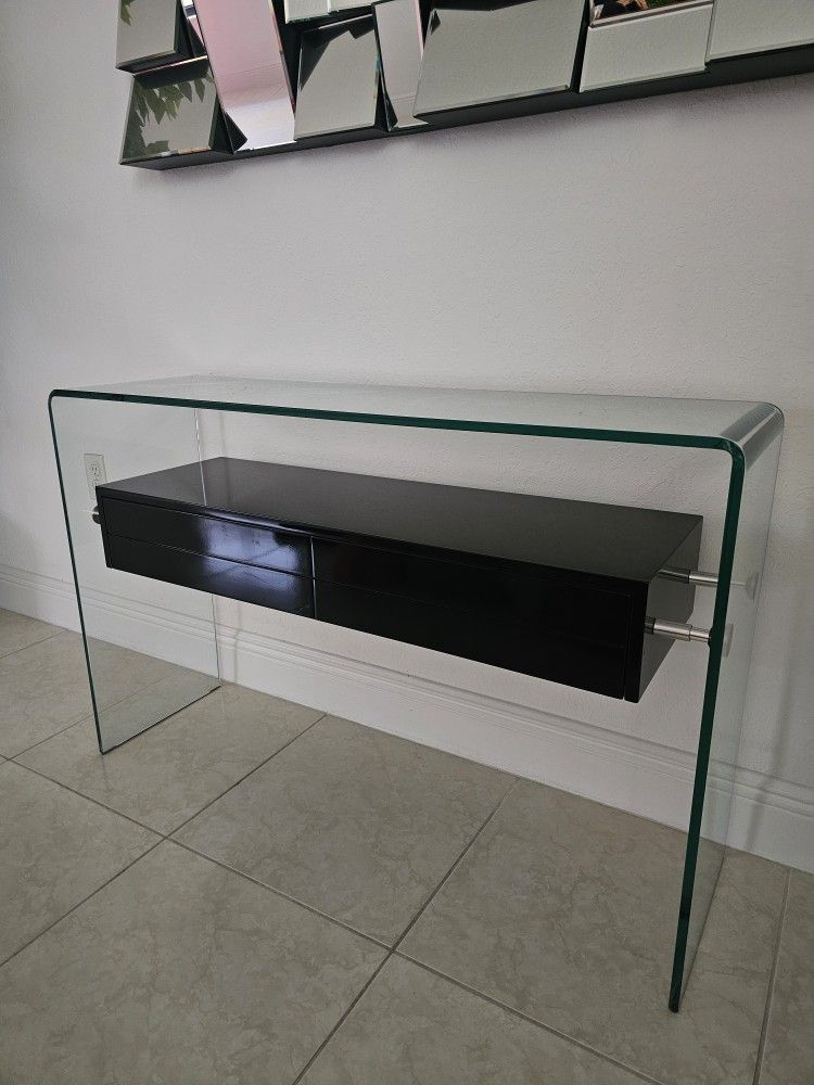 Console Table Glass Modern Style With Drawers