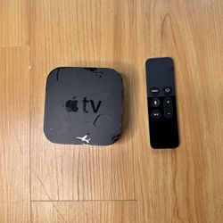 Apple TV 4th Gen A1625 64GB HD Media Streamer – Black – Tested w/ Remote & Cable