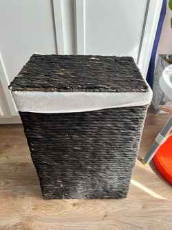 Dark Woven Laundry Hamper with Lid