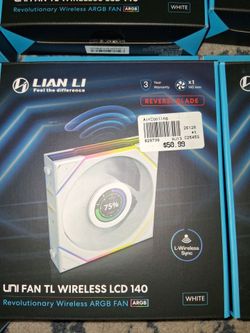 Lian Li Uni Fan TL Wireless LCD Fluid Dynamic Bearing 140mm Case Fan - White