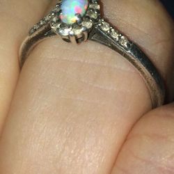 Size 6 opal and diamond ring