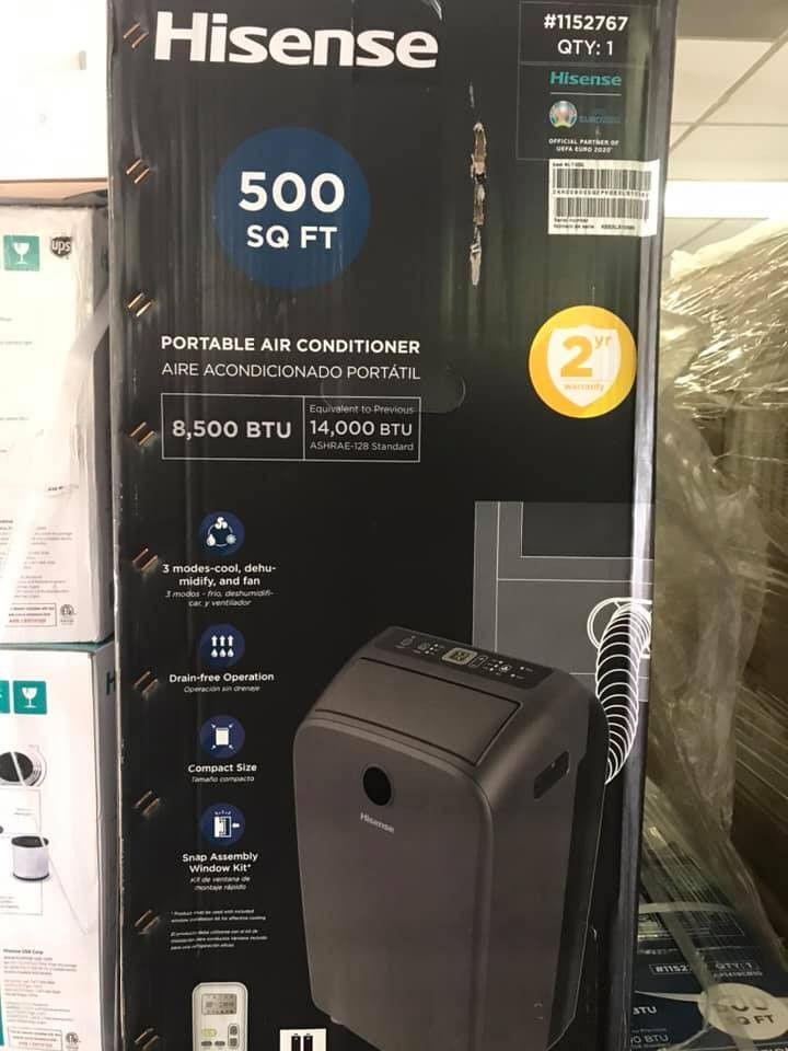 NEW Hisense 500sq FT 115v Portable Air Conditioner AC Dehumidifier W