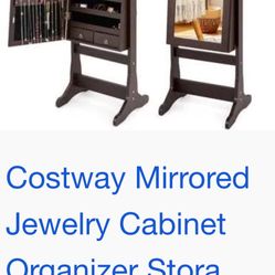 Mirrored Jewelry Cabinet Organizer (Mirror Needs To Be Replaced) 