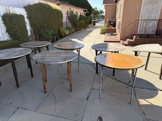 Round Folding Tables – Lot of 6   15.00  each    3 feet wide