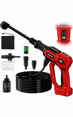 Cordless Portable Washer for Milwaukee 18V Battery, 1000 PSI Portable Handheld Washer with Brushless Motor, 6-in-1 Nozzle, 3 Level Adjustable for Car 
