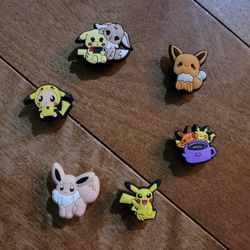 Lot Of 6 Eevee And Pikachu Croc Charms 