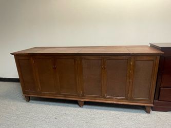 Vintage Wood Credenza with Cane Door Panels