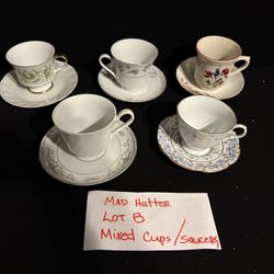 Mismatched Teacups And Saucers 