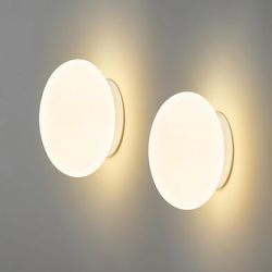 2 Modern Oval Milk White Glass Wall Sconces, Small 7 In Globe Lights Unique Vintage Minimal Round