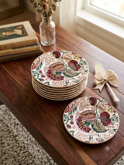 Set of 7 Floral Salad Plates (8.5") + 1 Bonus Plate
