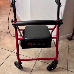 Rhythm Steel Rollator “walker” with 6” Wheels and Seat and storage basket
