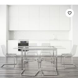 Ikea Glivarp Extendable Glass/Chrome Table And 2 Tobias Chairs