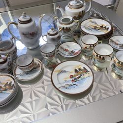 Japanese Tea Set Hand Painted Beautiful 