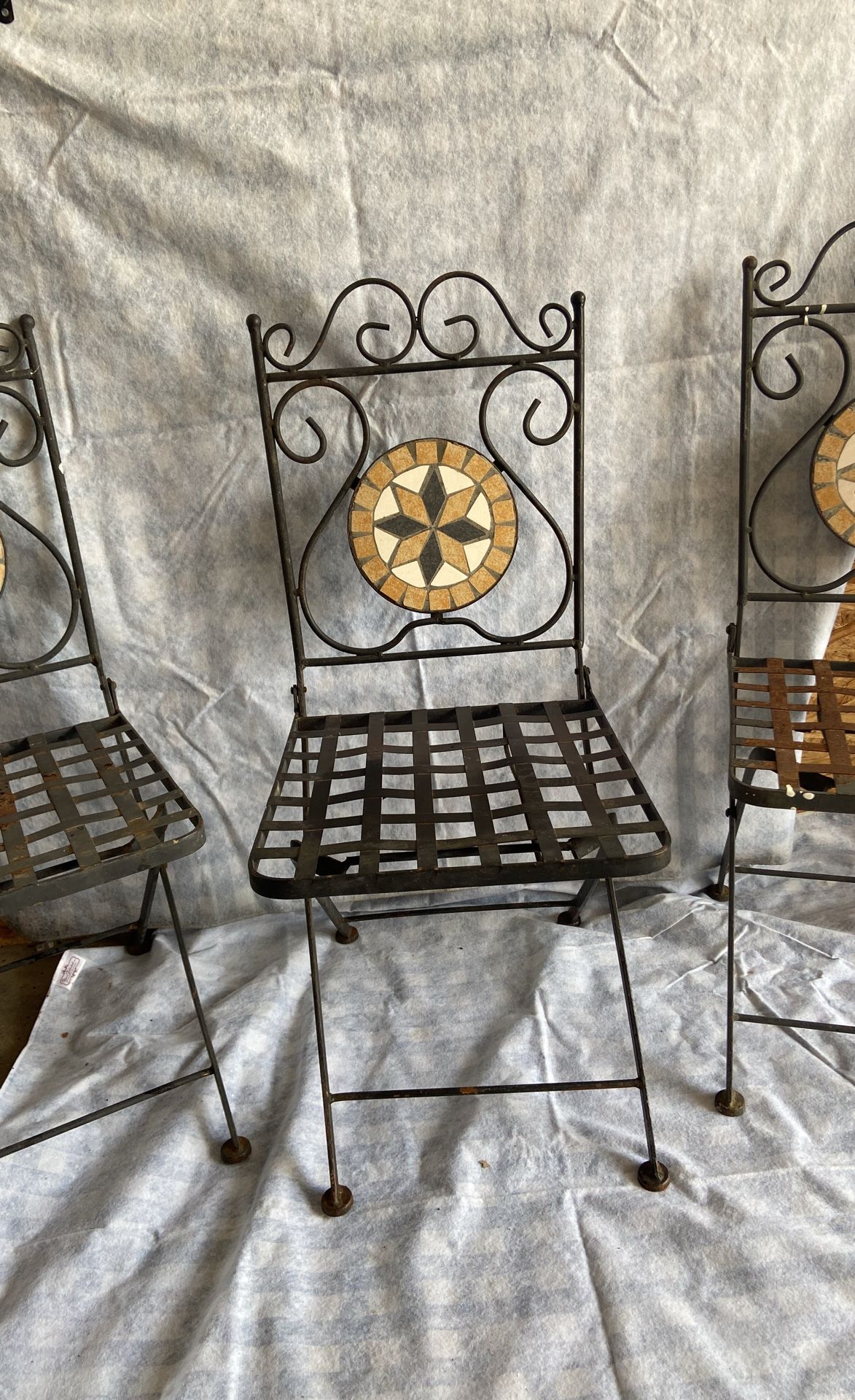 Black Iron Mid-Century Modern Antique Chairs