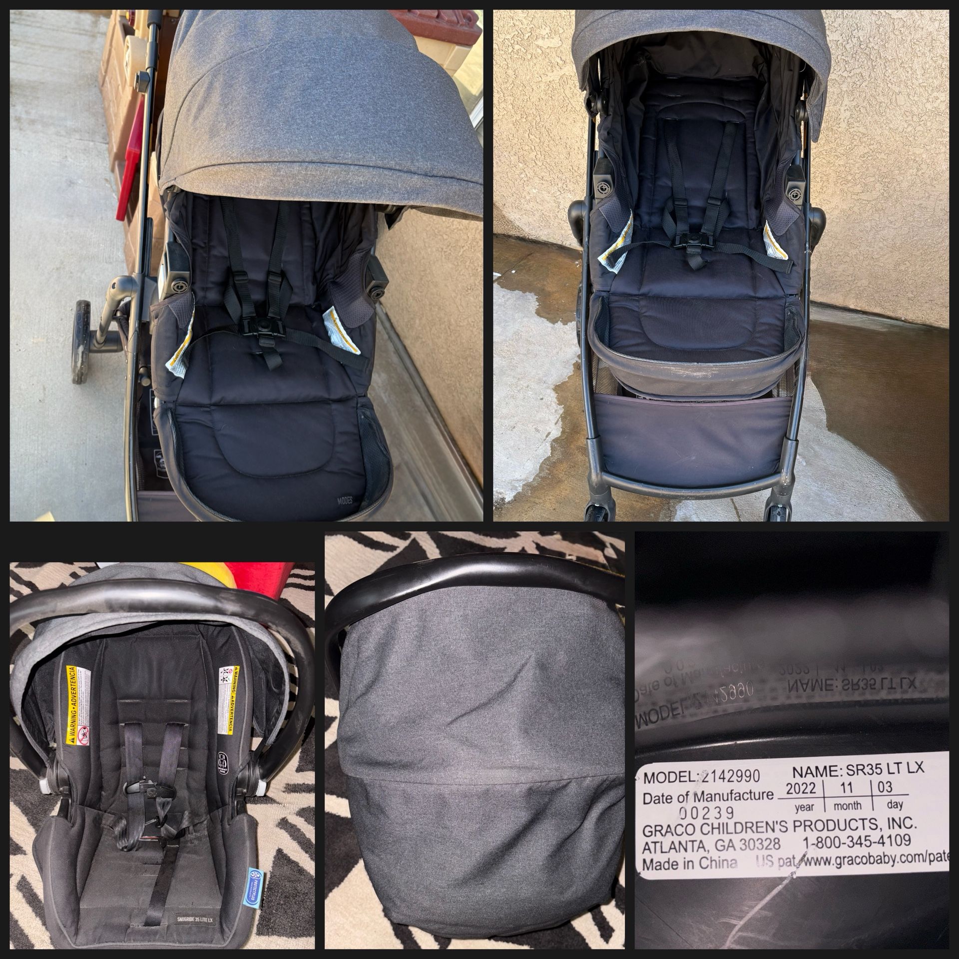 Graco stroller car seat combo with base black & gray used in  display picture 1