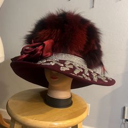 Beautiful Burgundy Wool Hat (halloween)