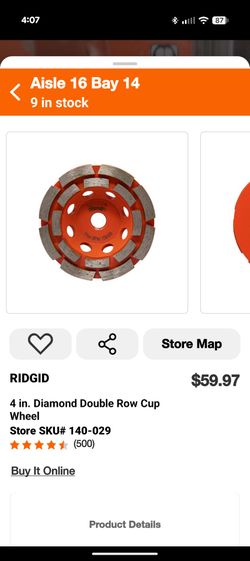RIDGID 4 in. Diamond Double Row Cup Wheel