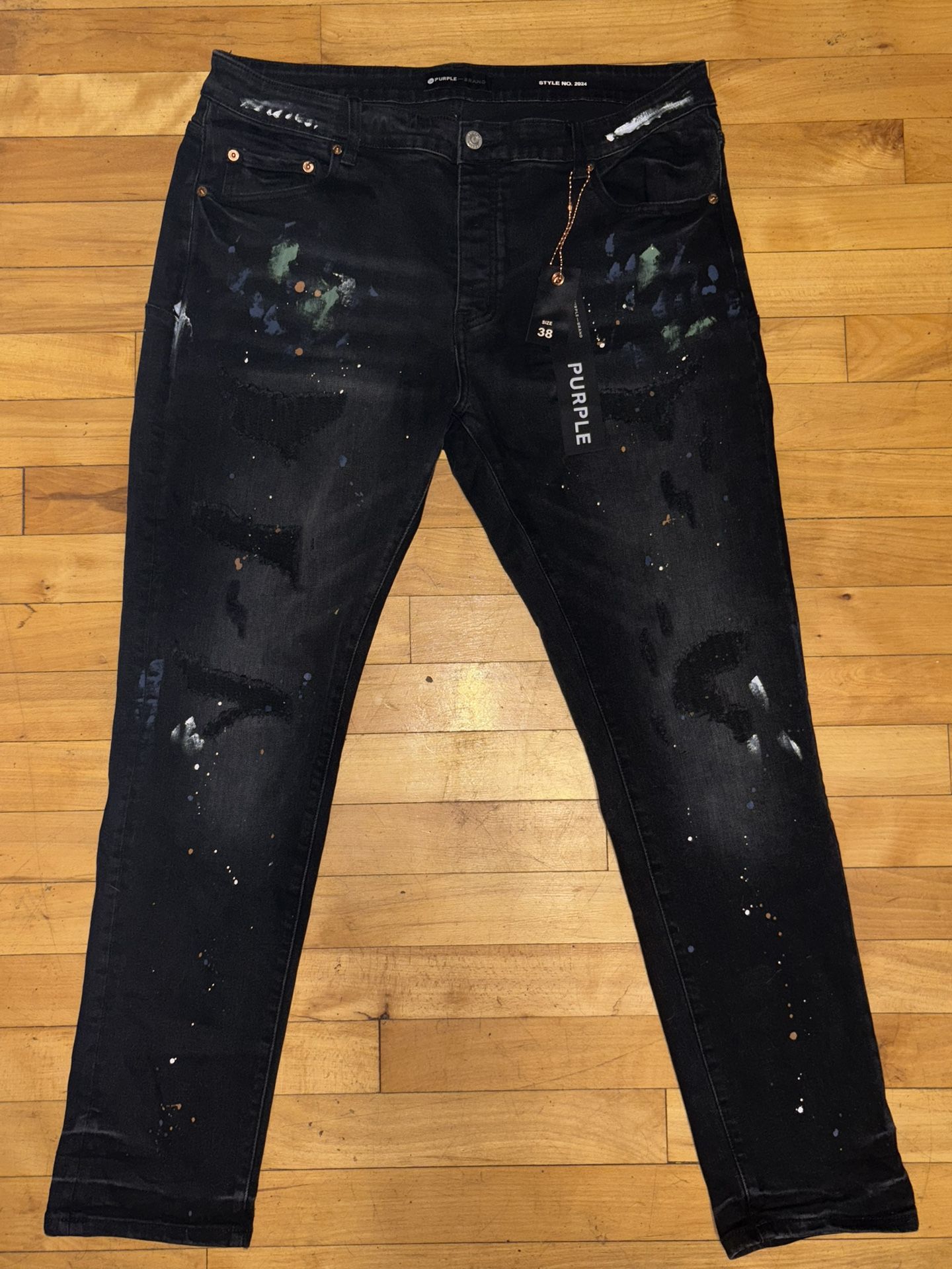 Purple Brand Paint Splatter Jeans – Black 38