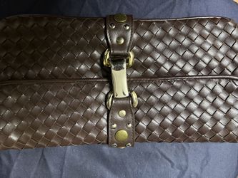 Brown Crisscrossed Pattern Wristlet 