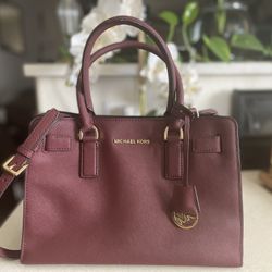 Burgundy Michael Kors Leather Handbag 
