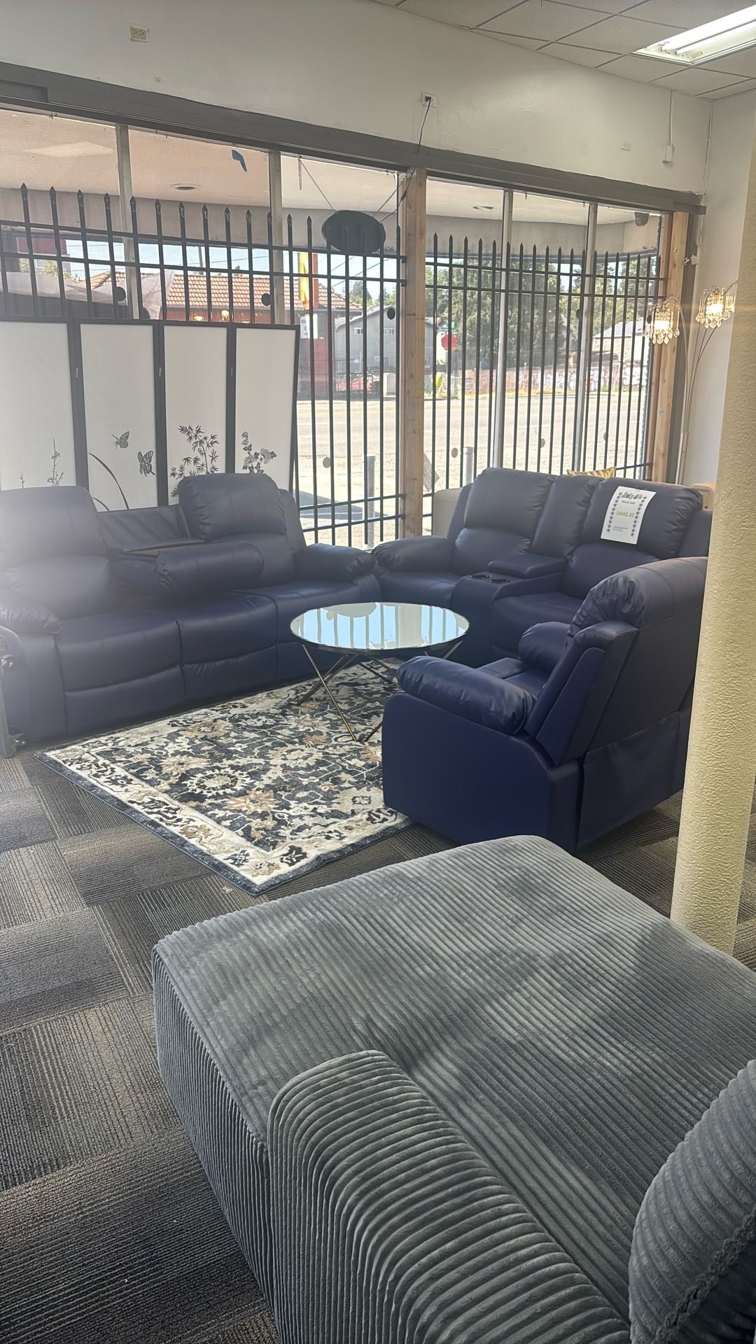 Full Set Blue Color Recliner Manual