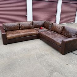 MASSIVE Restoration Hardware Maxwell L-Shape Leather Sectional($Free Delivery in Dfw