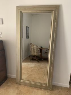 Mirror With Light Green Wooden Frame
