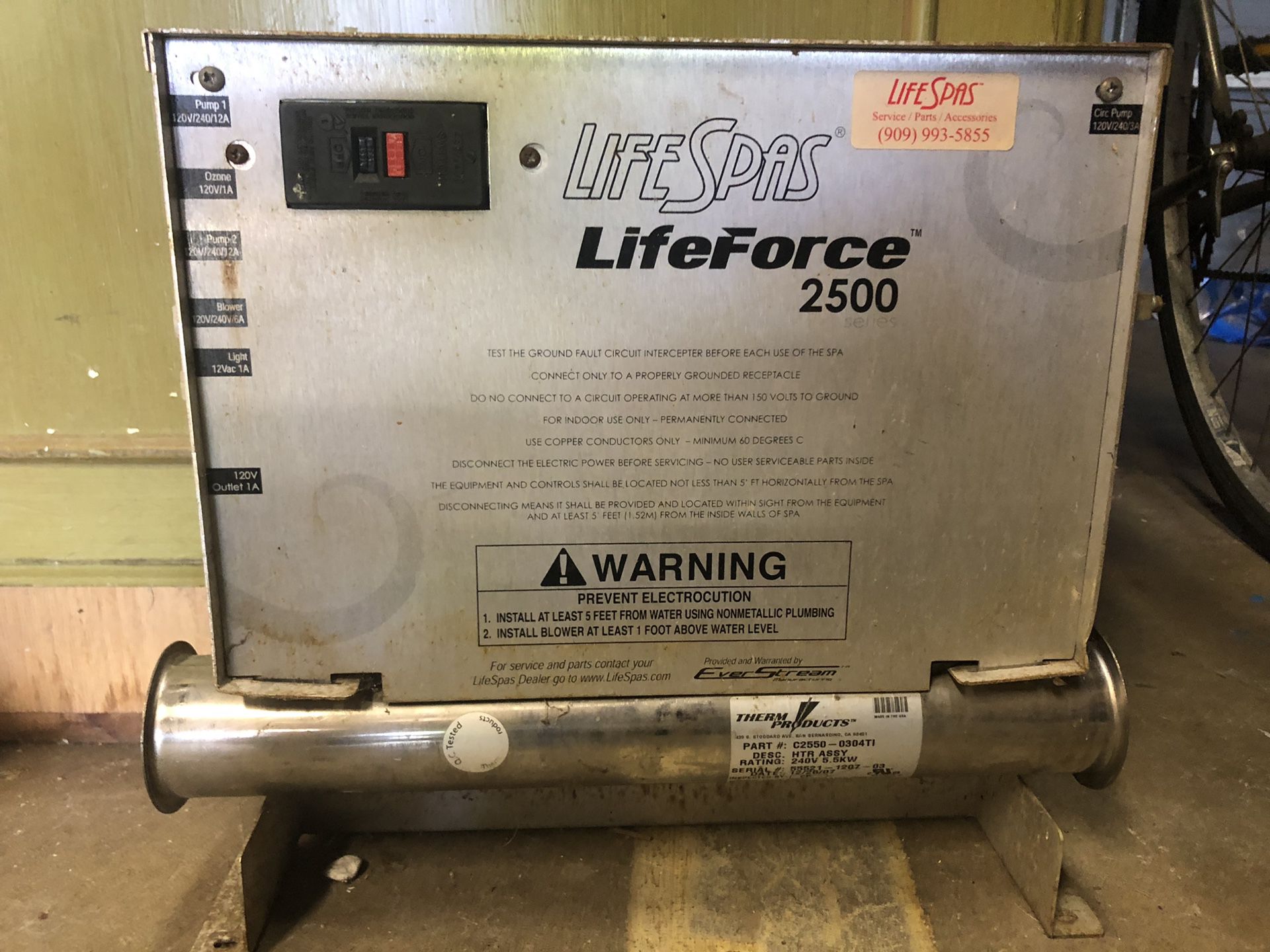 Life Force hot tub heater