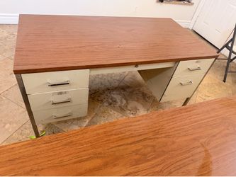 Vintage metal tanker double pedastal desk -quantity 2