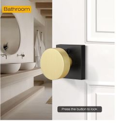 (Brand New in Box) EHOMEWARE 3 Pack Black Door Knobs with Gold, Interior Privacy Door Knob, Keyless Bathroom/Bedroom Door Lock, Heavy Duty Brass Door