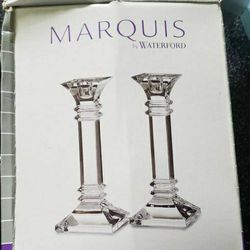 Two Brand New 8 Inch  Waterford Candle Stick Holders