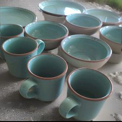 VTG Set of 16 Stoneware Noritake Boulder Ridge 8674 Dinner Setting MCM Japan 