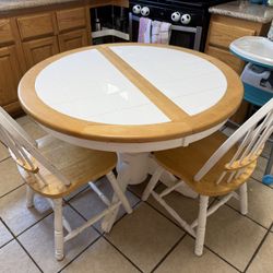Round Dining Table with 2 Chairs – Tile Top – Great for Small Spaces
