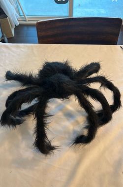 Large Fuzzy Fake Spider Halloween Decoration