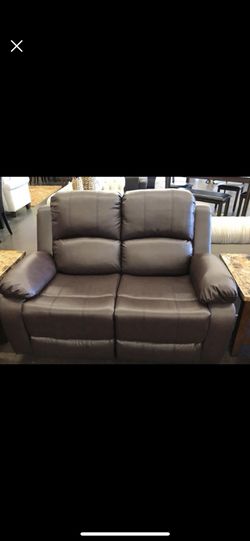 3 pc brown leather recliner sofa loveseat