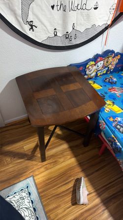 Night stand side table brown wood metal frame