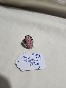 QVC Sterling Silver Pink Stone Ring Size 7¾