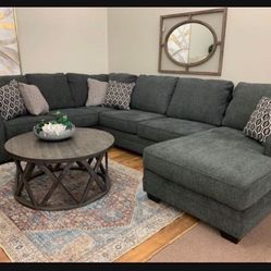 $39 Down Payment ☄️ Dark Gray U Shaped Oversized Sofa Sectional ⚡️ Living Room Set / Couch✨ Delivery Available👍