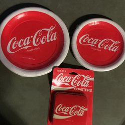 NOS Coca~Cola Coasters, 7” Plates, 9” Plates. All New