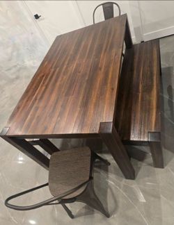 Macy's Avondale Dining Room Set (60" Dining Table, 2 Benches, 2 End Chairs)