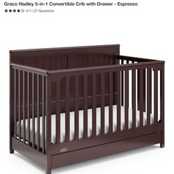 Unopened Graco Hadley 5-in-1 Crib with Drawer in Espresso