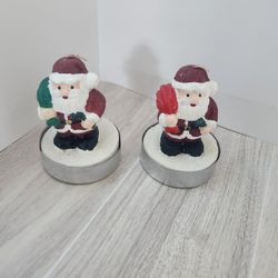 Paired Vintage Santa Candles Christmas 