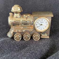 Elgin brass miniature train clock