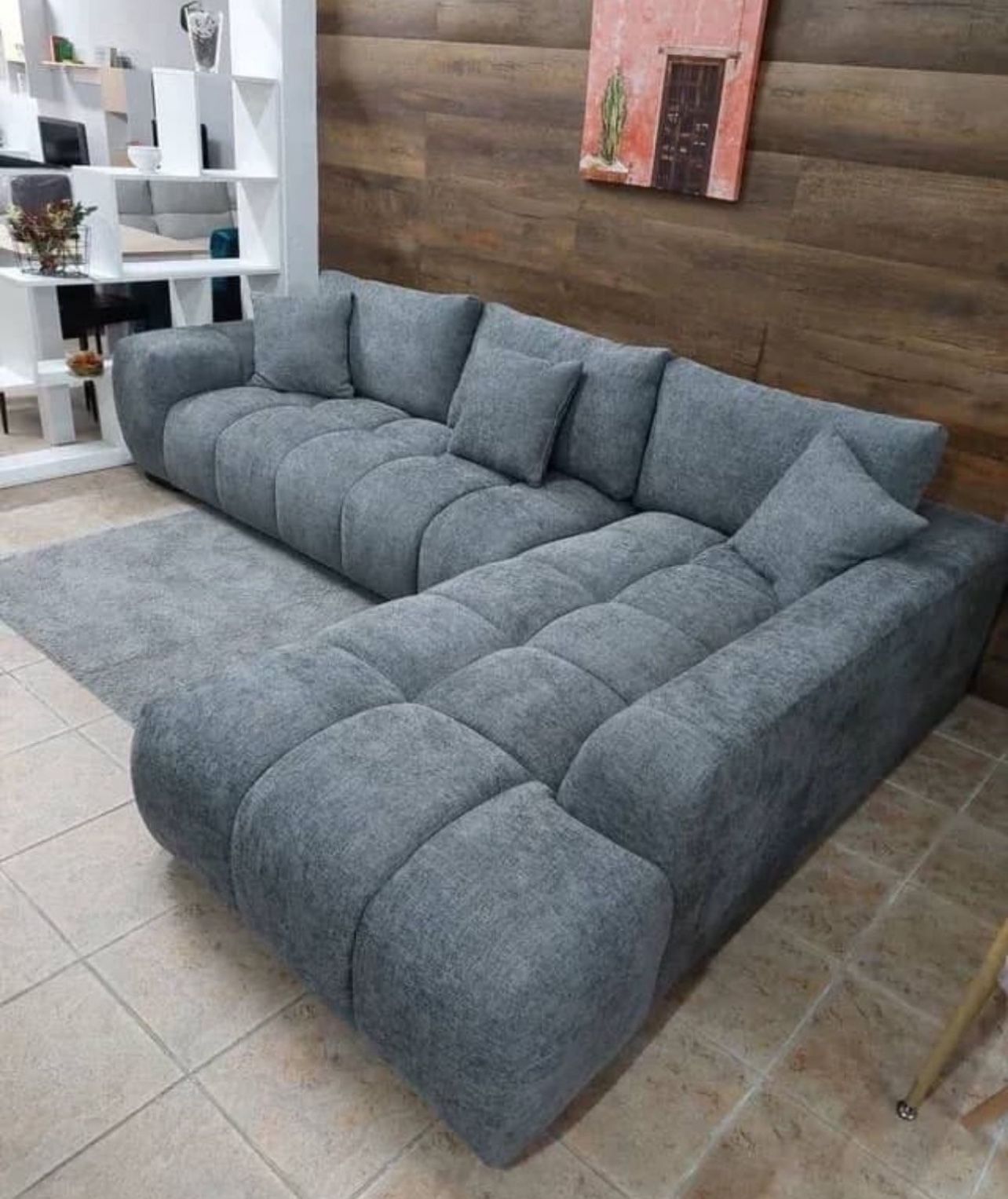 New Sectional Grey Linen Sofa Sectional In Box 📦 Finance Available No Credit Needed $39 Down