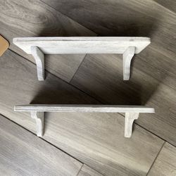 Lightweight Wood White Faux Old Look Wall Shelves