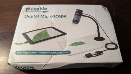 Plugable USB Digital Microscope 250x, 2MP Micro Camera with Flexible Arm Stand