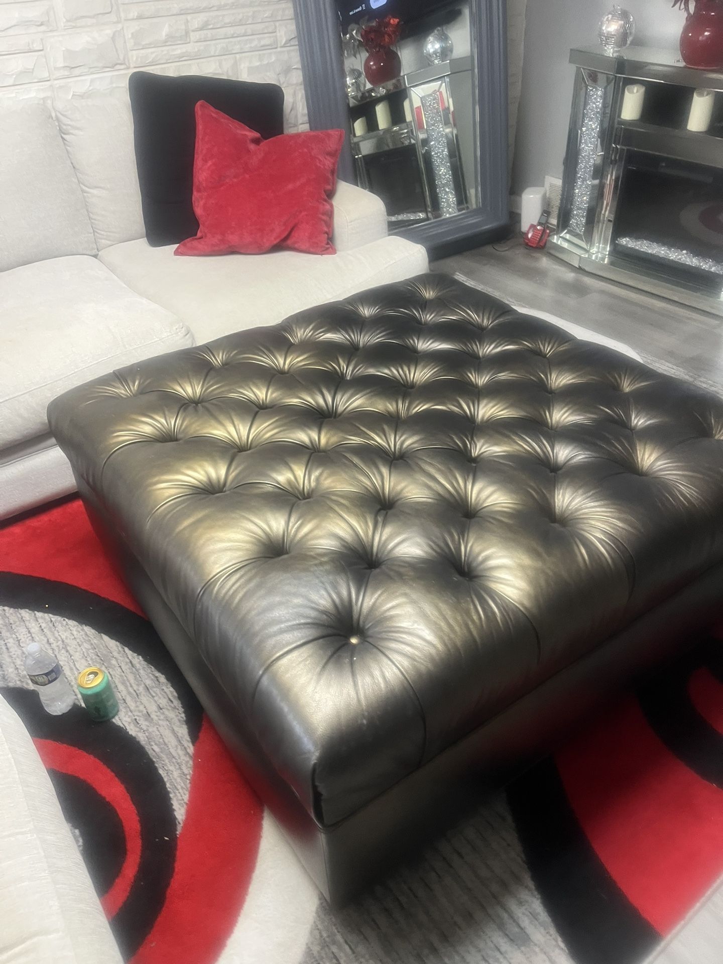 Leather ottoman