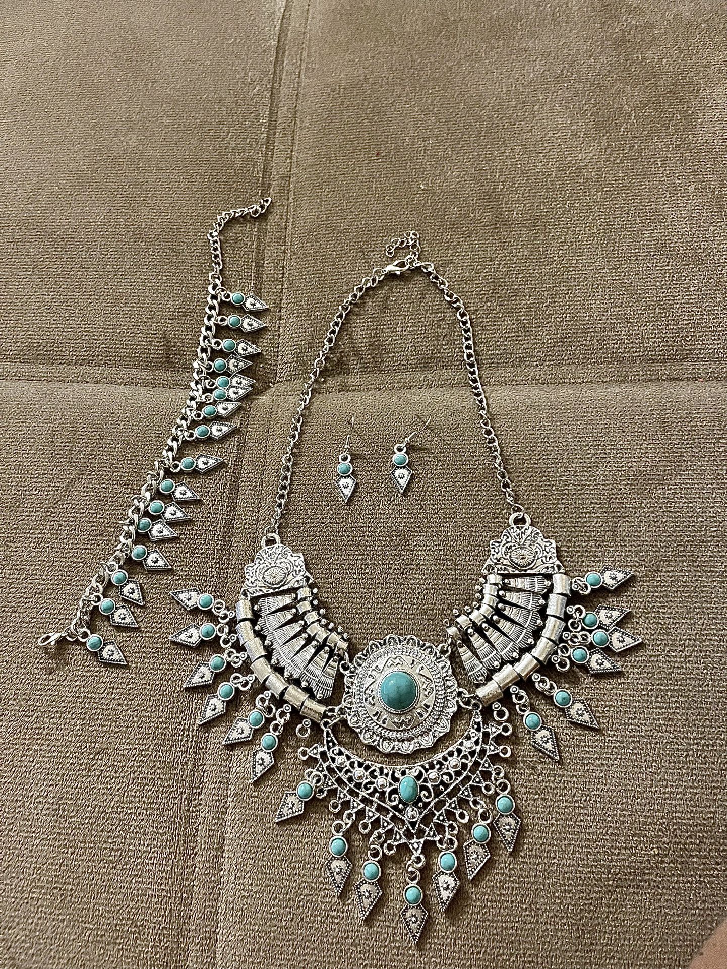 Bohemian Necklace, Earring, & Anklet Set