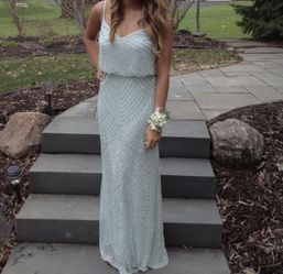 Nwt cache mint green beaded spaghetti strap dress