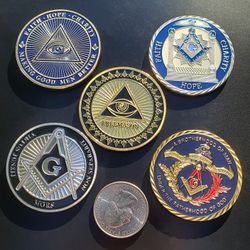 Mason Challenge Coins Lot Of 5 
